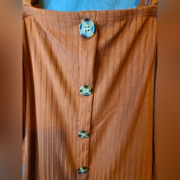 No Boundaries Rust Colored Spaghetti Strap Crop Top with Button Accent - Picture 3 of 6